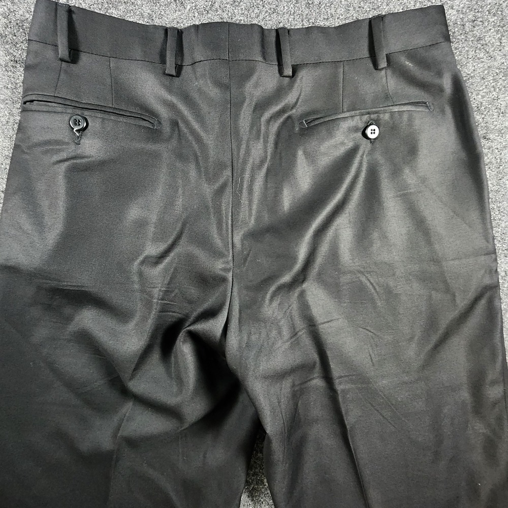Zanella Devon Super 120s Wool Dress Pants Mens 33x29 Black Cuffed Made in Italy - Picture 4 of 10